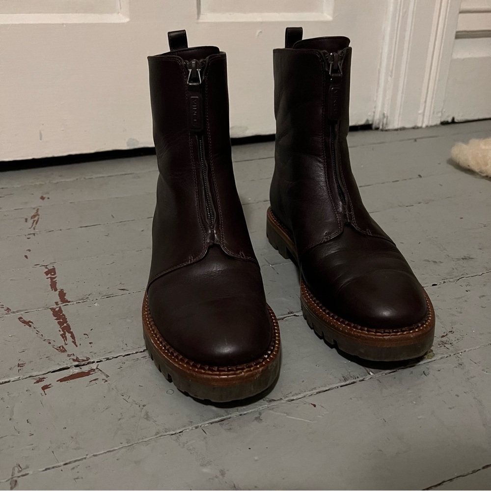 dark brown #vince zip up water resistant boots